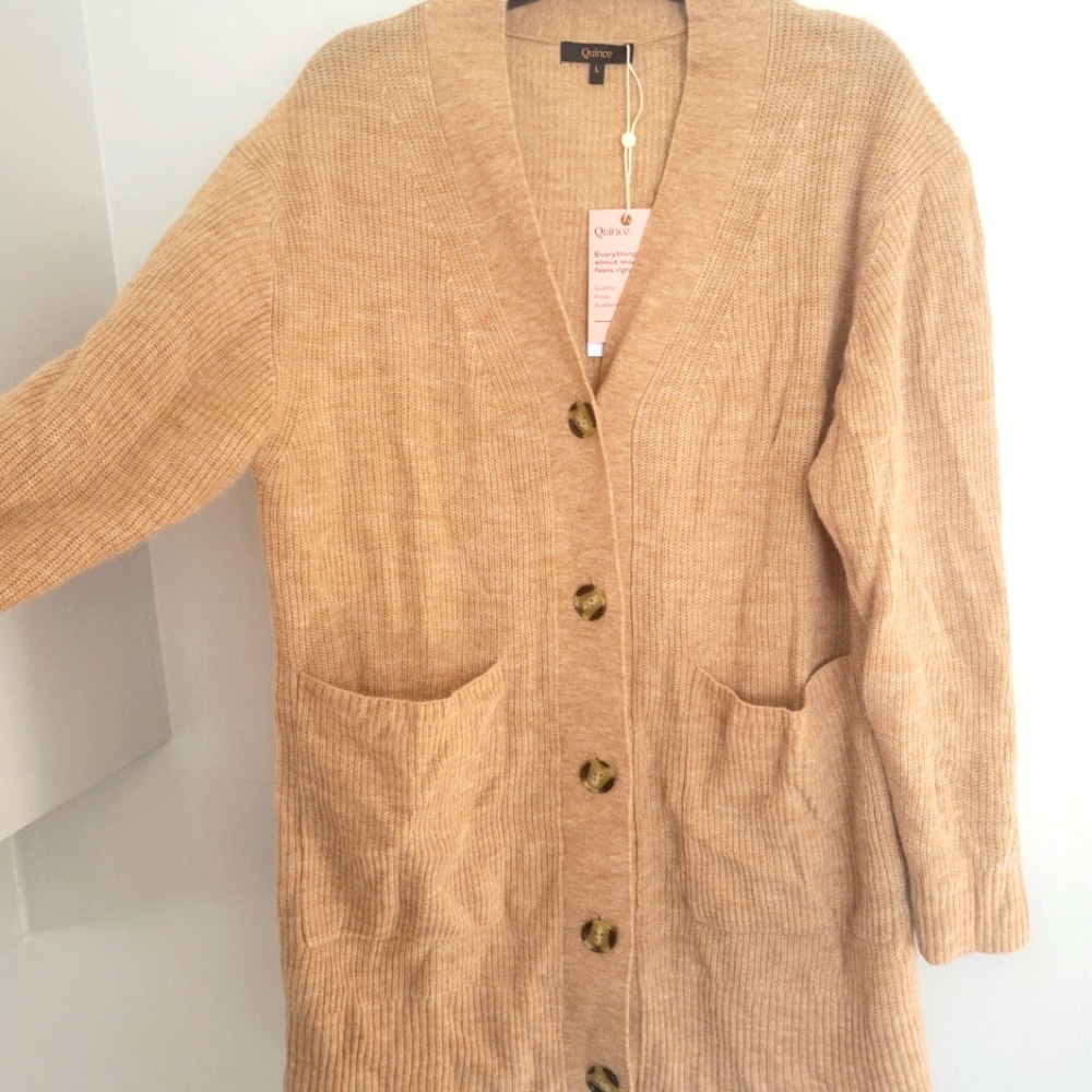 Quince large tan cardigan duster alpaca